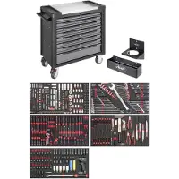 Vigor Werkstattwagen Series XL Edelstahl-Arbeitsplatte mit Sortiment V4481-X/466