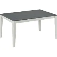 STONES Ausziehbarer großer Tisch 156–316 cm mit zementgrauer Melaminplatte und weißem Metallgestell – minimalistisches und modernes Design