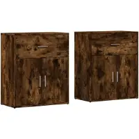vidaXL Sideboards 2 Stk. Räuchereiche 60x31x70 cm Holzwerkstoff