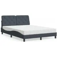 vidaXL Bett mit Matratze Dunkelgrau 140x200 cm Samt