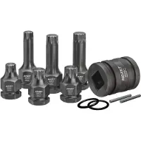 Hazet Schlag- Maschinenschrauber Schraubendreher-Steckschlüsseleinsatz Satz (1/2 Zoll), 11-teilig - 990S/11