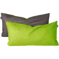 Schiesser Kissenhüllenset Doubleface | Zweifarbig | Renforcé | 2-teilig | 100% Baumwolle | Angenehm weich & glatt | YKK-Reißverschluss | 40x80 cm | Grün-Dunkelgrau