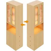 STILVORA Bücherregal MDF Eiche 60x40x200 cm mit Glasvitrine, LED-Beleuchtung und 3 Seitenschubladen