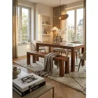 KADIMA DESIGN ESSZIMMERBANK MUMBAI Massivholz Landhausstil, Dunkelbraun 140x35x45 cm