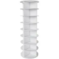 OKWISH Schuhregal aus PVC, Weiß, 60 x 60 x 184 cm, 8-stufig, drehbar