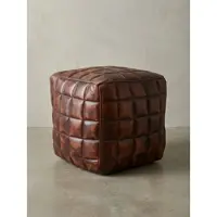 KADIMA DESIGN Sitzwürfel – Echtleder Braun, 39x41x39 cm, orientalisches Design