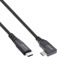 InLine USB4 Kabel, USB-C einseitig gewinkelt, PD 240W 8K60Hz, TPE schwarz, 2m, 2 m, USB C, USB C, USB4 Gen 3x2, 40 Gbit/s, Schwarz