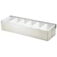 Genware Zutatenbehälter Edelstahl - 6 Fächer (44,3x14x9 cm)