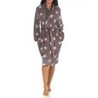 Normann Copenhagen Bademantel Sterne Morgenmantel Coralfleece - 51270 in grau | Gr.: 40-42