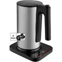 Medion LIFE Digitaler Wasserkocher MD12106, 2.200 Watt Leistung, 1,5 Liter Kapazität, LED-Display, LED-leuchtbalken, automatische Programme, Kindersicherung silber
