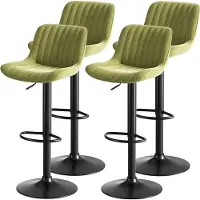 OKWISH 4er-Set Barhocker mit 360°-Schwenkfunktion,höhenverstellbar,Drehstühle,für Küche oder Esszimmer, Grün