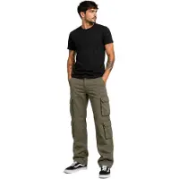 Build Your Brand Robuste Pure Vintage Herren Cargo Hose Security-Hose aus Baumwolle Outdoor- & Arbeitshose mit 8 Taschen Olive