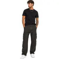 Build Your Brand Robuste Pure Vintage Cargo Hose Herren Baumwollhose im Vintage-Look Anthrazit