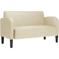 vidaXL Zweisitzer-Sofa Creme 110 cm Kunstleder
