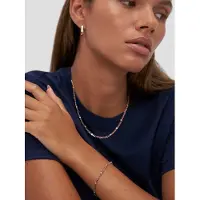 Copenhagen Studios Edelstahlkette "Schmuck Geschenk Halskette Glittery Cuban", rosa (roségoldfarben, kristallweß), Halsketten, Edelstahl, L: 45 B: 1,5mm, Edelstahlkette, mit Strassstein, B:1,5mm