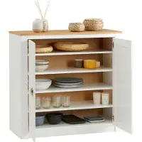 Idimex Kommode BOLTON aus Kiefer in weiß/braun, Sideboard mit 2 Türen und Muschelgriffen, Buffetschrank aus Massivholz inkl. Einlegeböden
