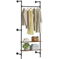 SoBuy KLS20-SCH Kompaktes Wandkleiderständer mit 2 MDF-Regalböden – Industrial Black – 91,5 x 48 x 220 cm