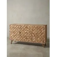 KADIMA DESIGN Sideboard REWA 140x78,5x40 cm Anrichte Massivholz Akazie Schrank Braun, Landhaus-Stil Kommode mit 3 Schubladen & 2 Türen, Flurschrank Echtholz, Schubladenkommode Massiv, Flurkommode
