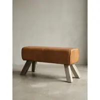 KADIMA DESIGN Sitzhocker – Leder/Holz, 90x30x43 cm, Springbock-Design