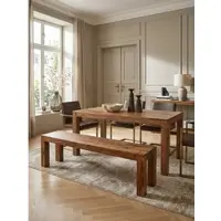 KADIMA DESIGN ESSZIMMERBANK MUMBAI Massivholz Landhausstil, Dunkelbraun 180x35x45 cm