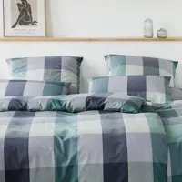 Elegante Soft-Flanell Bettwäsche Derby marinegrün 160x210 cm + 65x100 cm - blau;grün;grau