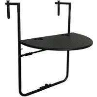 Chefgastro Balkonhängetisch Klappbar Wetterfest 3-Fach Höhenverstellbar 60x40cm Rattan Optik Schwarz Balkontisch Zum Hängen Hängetisch Klapptisch