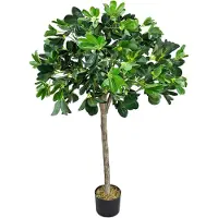 Decovego Kunstpflanze Schefflera Arboricola, Kunstbaum im Topf, mit Echtholzstamm, Höhe 120 cm