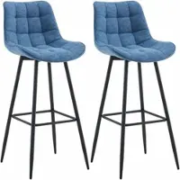 CLP 2er Set Barhocker Dartford | Farbe blau Material Stoff