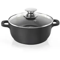 Orion Aluguss Kochtopf Topf mit Glasdeckel GRANIT 24 cm | 4 l Gas Induktion
