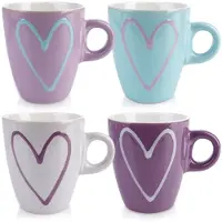 Orion Kubek ceramiczny w serca zestaw kubków do kawy herbaty 4 sztuki 230 ml