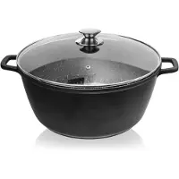 Orion Aluguss Kochtopf Topf mit Glasdeckel GRANIT 32 cm | 9,7 l Gas Induktion
