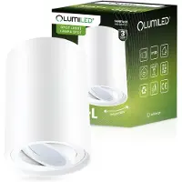 LUMILED Aufbaustrahler Aufbauspot, Aufputz Deckenlampe, Aufbauleuchte Deckenspot, rund, schwenkbar 15°, weiß, Spot Downlight aus Aluminium, GU10 Fassung, 230V, Länge: 8,5cm, Höhe: 11,5cm