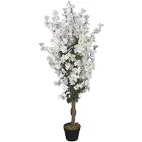 Decovego Kunstpflanze Kirschbaum, Kunstbaum im Topf, mit Echtholzstamm, Höhe 120 cm