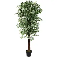 Decovego Kunstpflanze Ficus Benjamin, Kunstbaum im Topf, mit Echtholzstamm, Höhe 180 cm