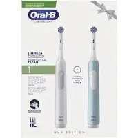 Oral-B Pro 1 Duo White & Blue, Erwachsener, Polieren, Sensibel, Whitening, Blau, Weiß, Blau, Weiß, Rund, Akku