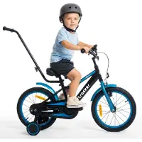 Sun baby Tracker Bike Kinderfahrrad Jungen Fahrrad Stützräder Schubstange 16 Zoll neon blau