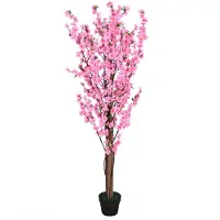Decovego Kunstpflanze Pfirsichbaum, Kunstbaum im Topf, mit Echtholzstamm, Höhe 160 cm