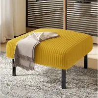 STILVORA Fußhocker Cordstoff Gelb 56x51x39 cm mit Metallgestell