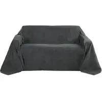 Beautissu TAGESDECKE Romantica Wildleder Optik 210/280 cm Anthrazit