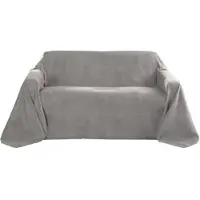 Beautissu TAGESDECKE Romantica Wildleder Optik 210/280 cm Grau