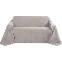 Beautissu Romantica Tagesdecke Wildleder Optik 210x280cm Hellgrau