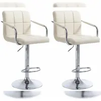 CLP 2er Set Barhocker Lucy V2 höhenverstellbar und drehbar creme Gestell Farbe chrom