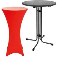 Beautissu STEHTISCH Sylt Ø 70cm Grau mit Stella Stehtischhusse Ø 70cm Rot