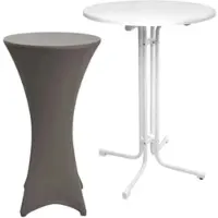 Beautissu Sylt Stehtisch ø 80cm Weiß mit Stella Stehtischhusse ø 80cm Anthrazit