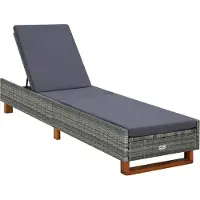 Syfax Sonnenliege mit Auflage Poly Rattan Grau