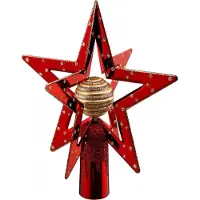 JJA Doppel-Stern Christbaumspitze rot-goldfarben 19 cm - Einheitsgröße