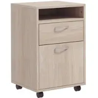 HOMCOM Vertikaler Aktenschrank Schublade Rollen mobiler Rollcontainer Büro Heim 60 cm Eiche