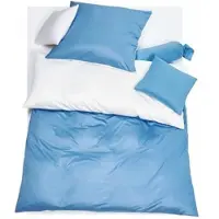 Doris Meyer Interlock-Jersey Wendebettwäsche Milano hellblau/weiß Kissenbezug einzeln 80x80 cm - weiß;blau