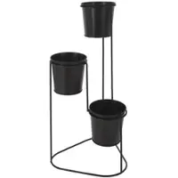 Wellhome - Metallvase mit 3 Töpfen (Ø11x10cm) mit schwarzem Rahmen 46,5cm