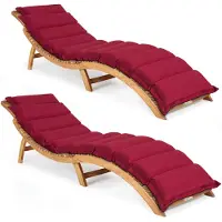 Casaria 2x Sonnenliege Holz inkl. Auflage Rot FSC-zertifiziert Akazie 320kg Belastbar 190x60cm Klappbar Tragegriff Gartenliege Balkon Garten Terrasse Liege Wetterfest